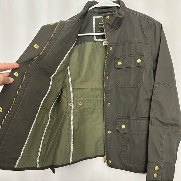 J. Crew Women's Boyfriend Fit Cotton Jacket Gold Buttons in Military Green sz SP - Picture 15 of 15